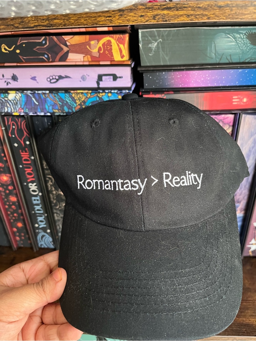 Romantasy > Reality Black Embroidered Baseball Cap